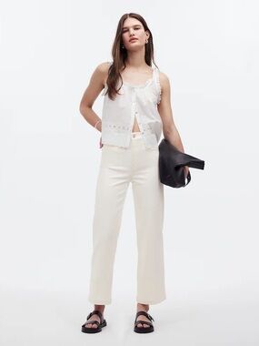 Madewell Women’s The Emmett Wide Leg Jeans in Tile White Welt Pocket Edition